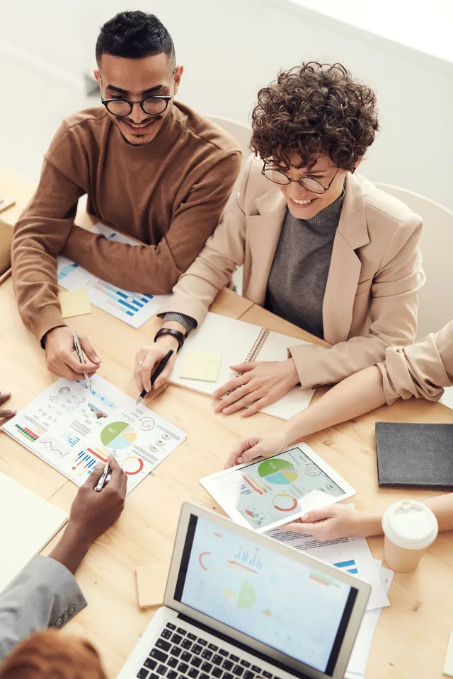 Diverse team of professionals collaborating in a modern office