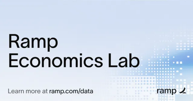 Ramp Economics Lab 数据研究封面，该实验室分析了企业 AI 支出与招聘增长之间的关系