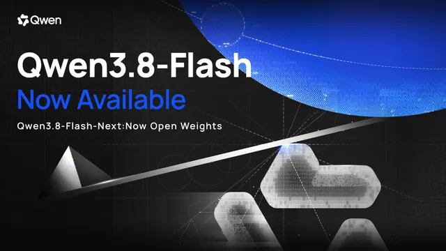 Qwen3.8-Flash-Next 官方发布横幅，展示模型名称与终极成本效率主题